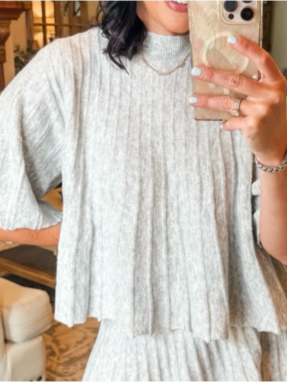 Maeve mock neck sweater. Gray.  Xl